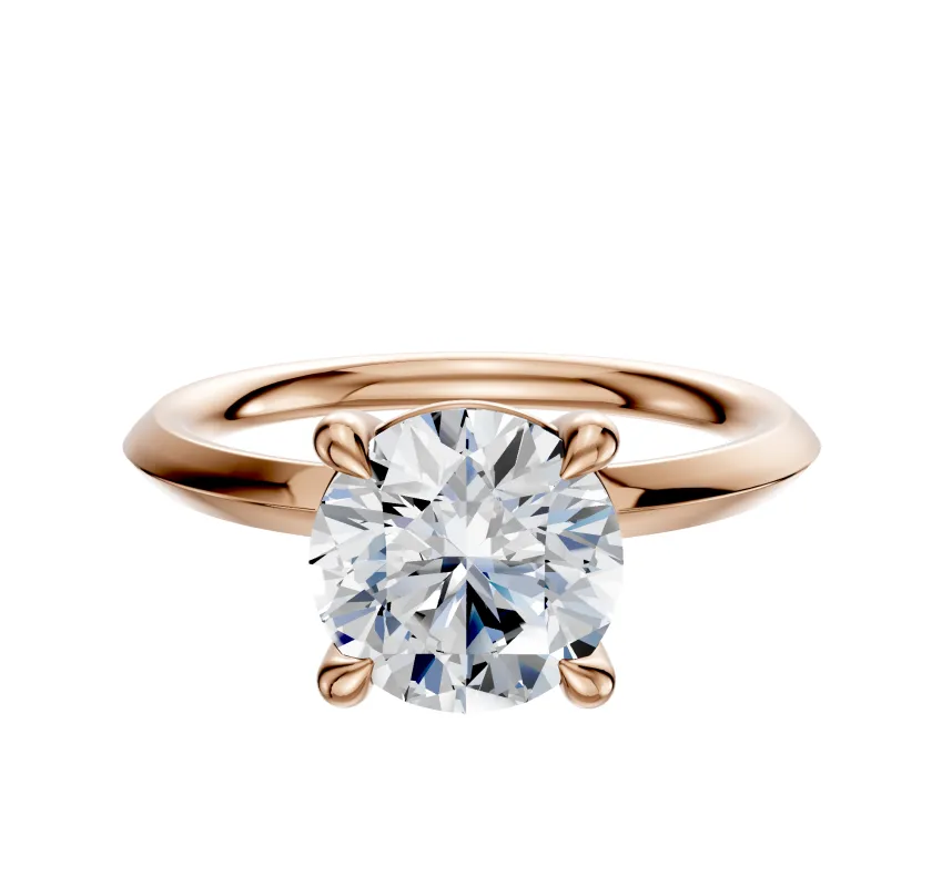 14K Rose Gold 4 Prong Basket Classic Knife Edge 2.0mm Engagement Ring sold by Promise By Effy