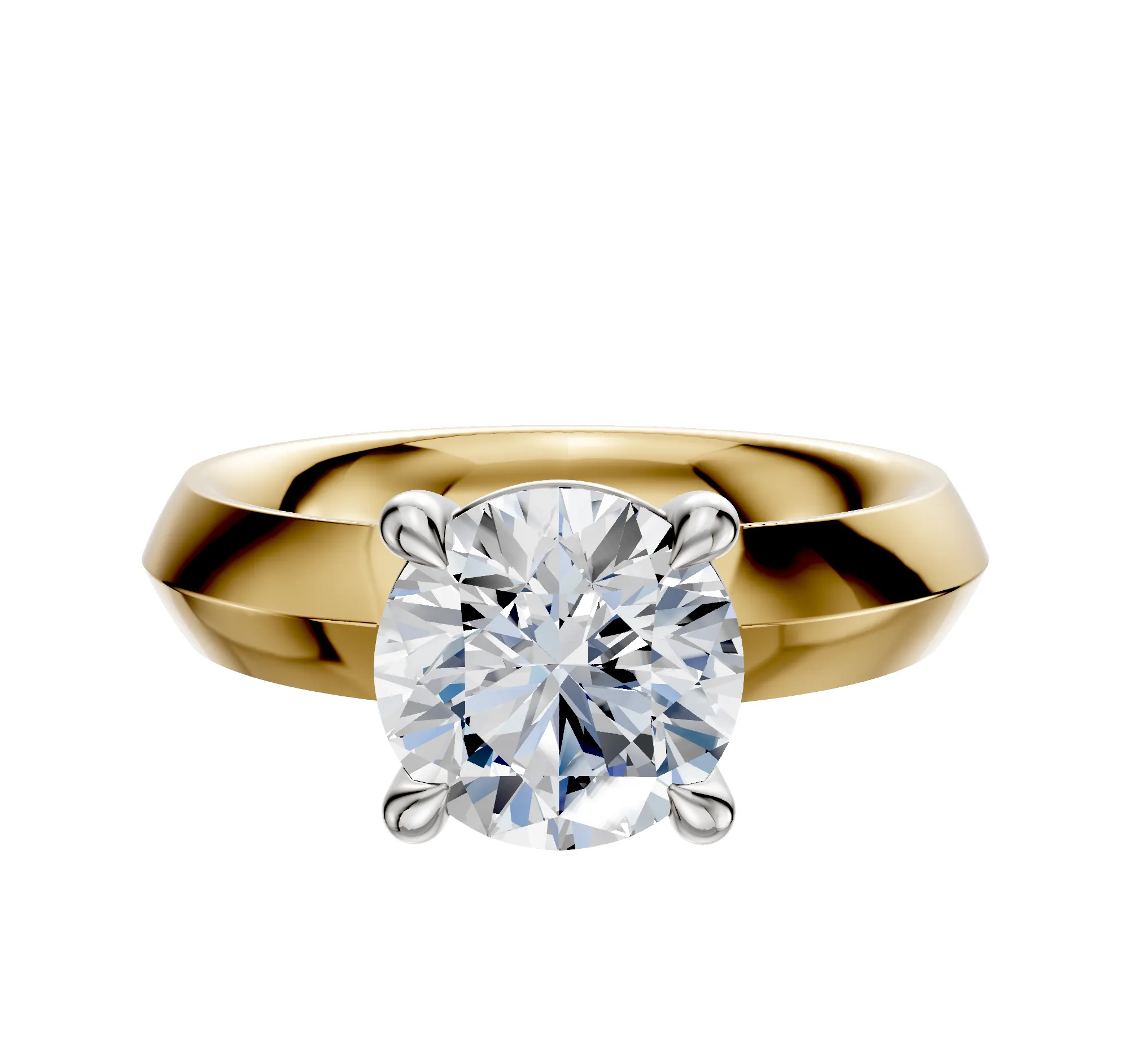 14K Two Tone 4 Prong Basket Classic Knife Edge 4.0mm Engagement Ring sold by Promise By Effy