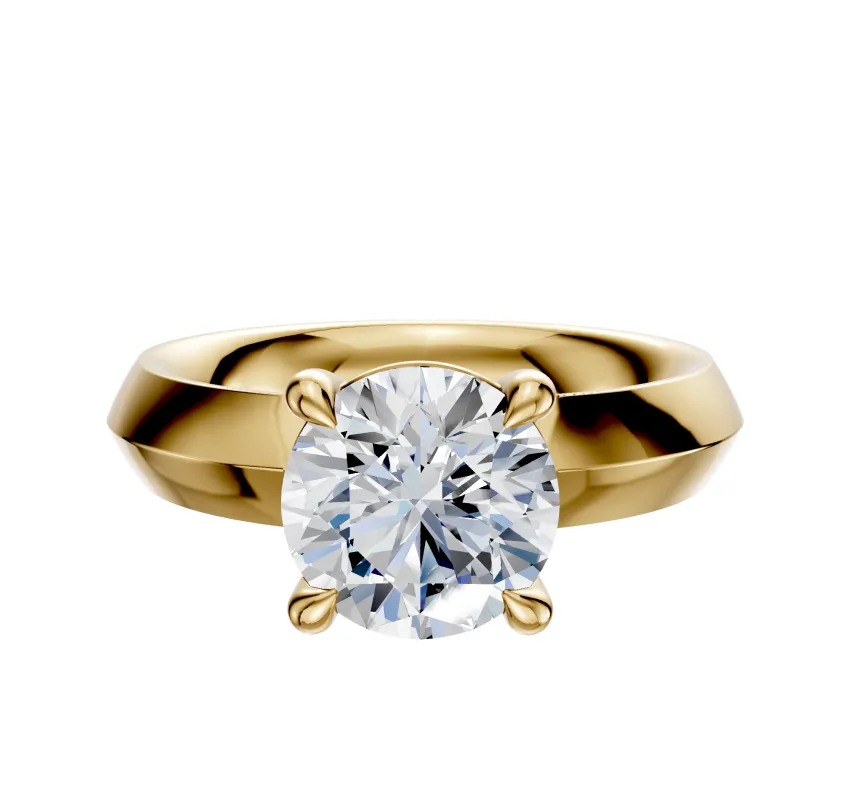18K Yellow Gold 4 Prong Basket Classic Knife Edge 4.0mm Engagement Ring sold by Promise By Effy