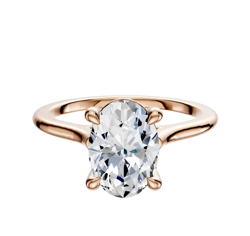 14K Rose Gold 4 Prong Basket Cathedral Dome 1.5mm Engagement Ring sold by Promise By Effy