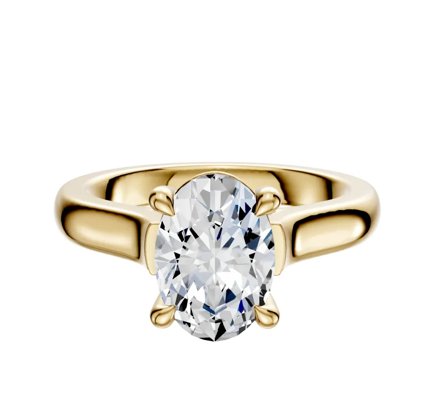 18K Yellow Gold 4 Prong Basket Cathedral Dome 3.0mm Engagement Ring sold by Promise By Effy