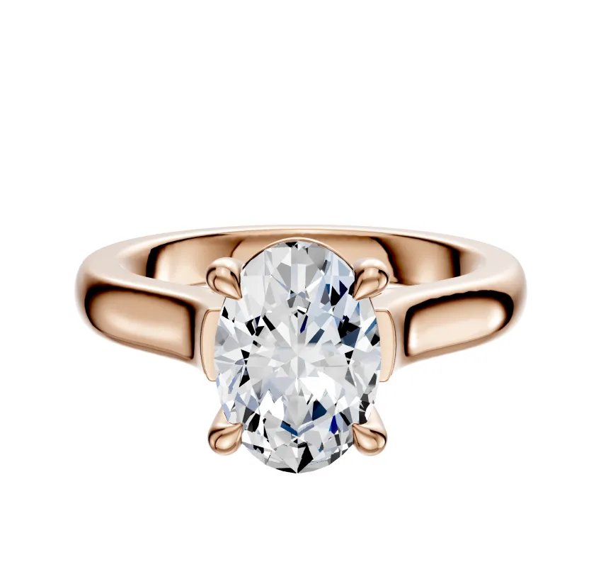 18K Rose Gold 4 Prong Basket Cathedral Dome 3.0mm Engagement Ring sold by Promise By Effy