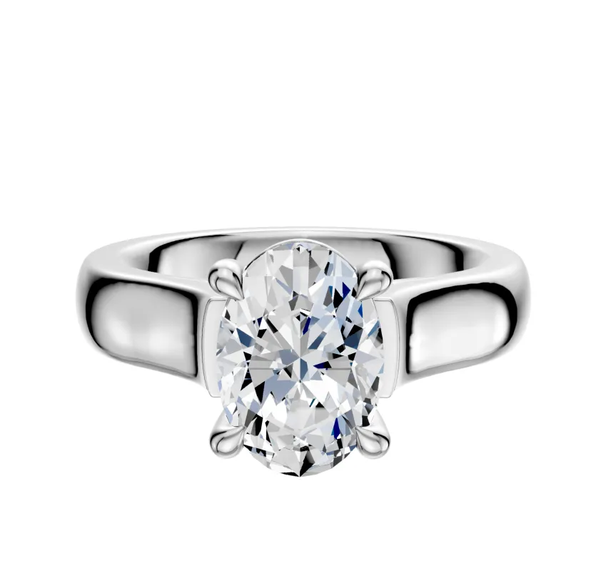 14K White Gold 4 Prong Basket Cathedral Dome 4.0mm Engagement Ring sold by Promise By Effy