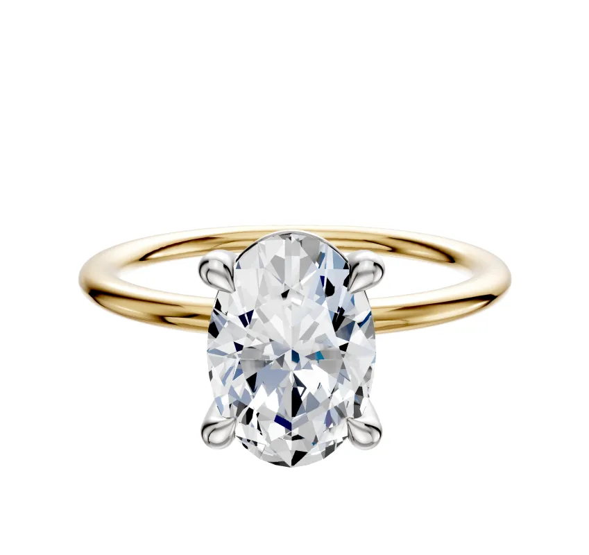 14K Two Tone 4 Prong Basket Classic Dome 1.5mm Engagement Ring sold by Promise By Effy