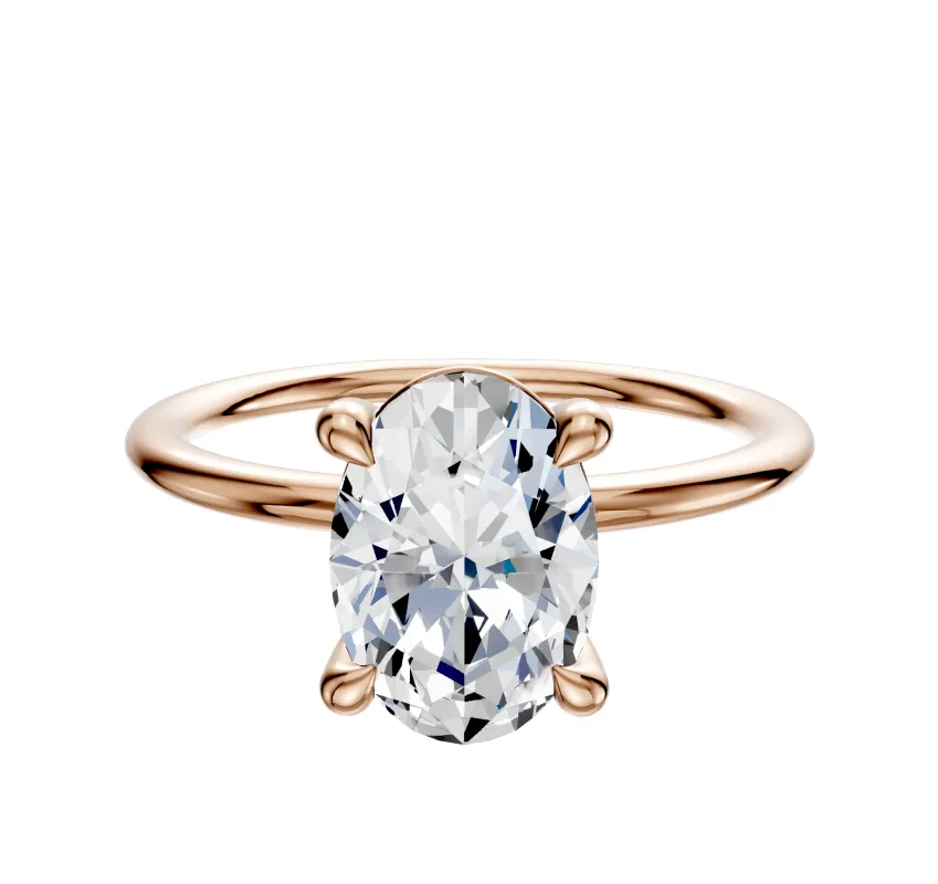 14K Rose Gold 4 Prong Basket Classic Dome 1.5mm Engagement Ring sold by Promise By Effy
