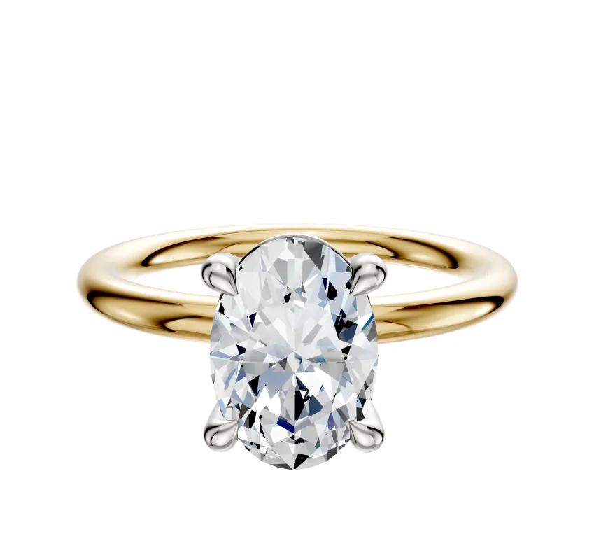 18K Two Tone 4 Prong Basket Classic Dome 2.0mm Engagement Ring sold by Promise By Effy