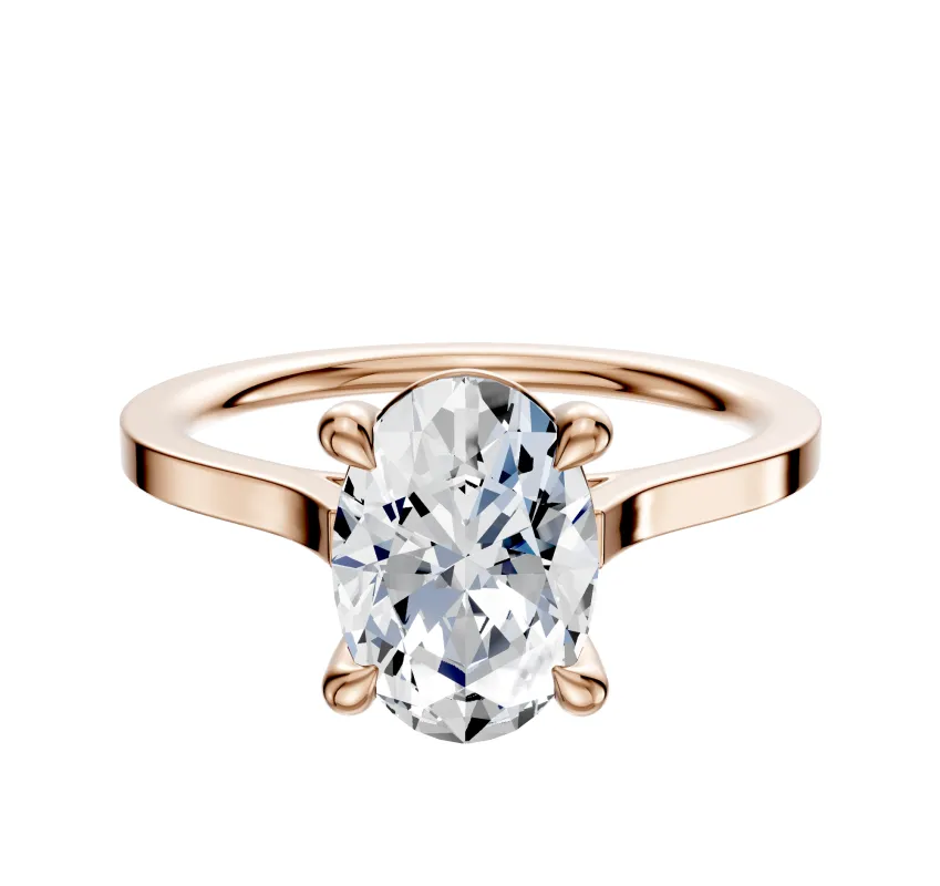 18K Rose Gold 4 Prong Basket Cathedral Flat 1.5mm Engagement Ring sold by Promise By Effy