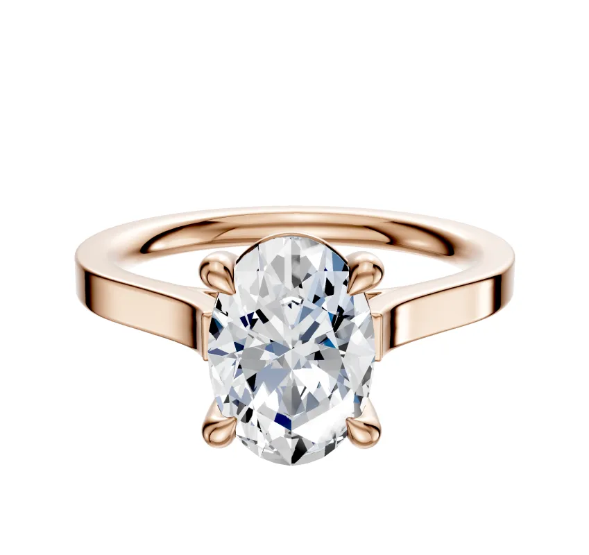 14K Rose Gold 4 Prong Basket Cathedral Flat 2.0mm Engagement Ring sold by Promise By Effy