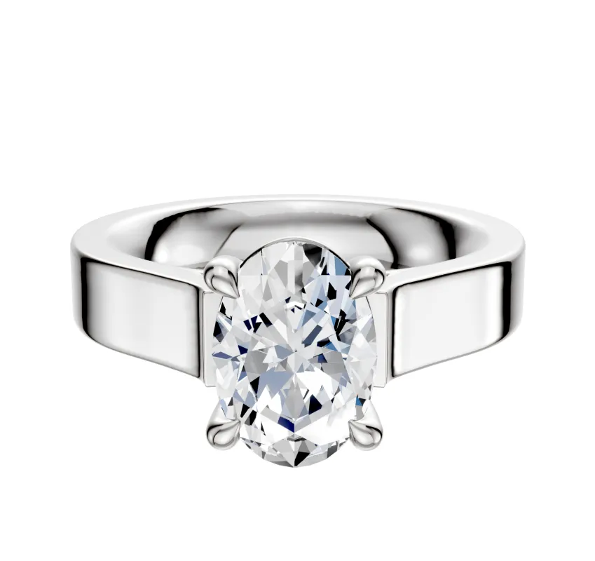 Platinum 4 Prong Basket Cathedral Flat 4.0mm Engagement Ring sold by Promise By Effy