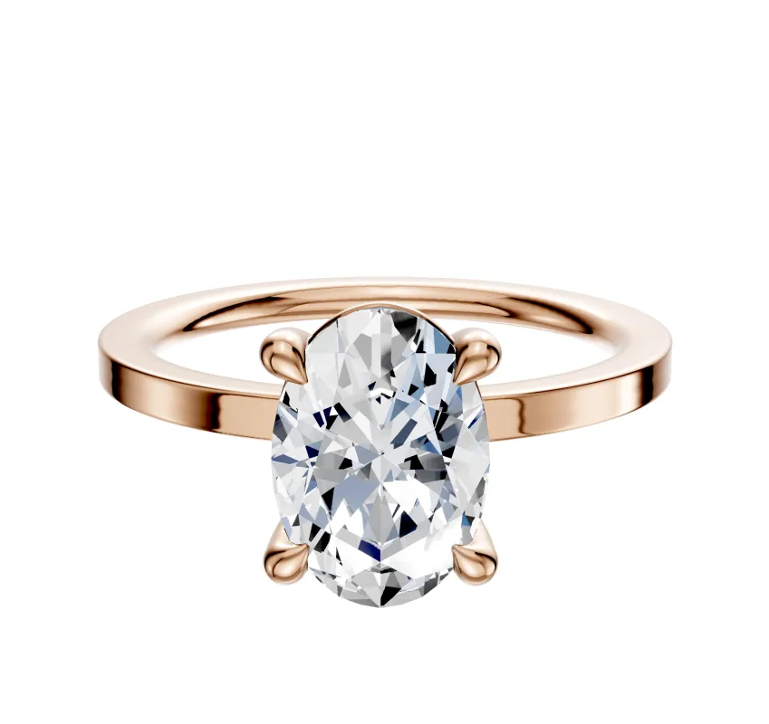 18K Rose Gold 4 Prong Basket Classic Flat 1.5mm Engagement Ring sold by Promise By Effy