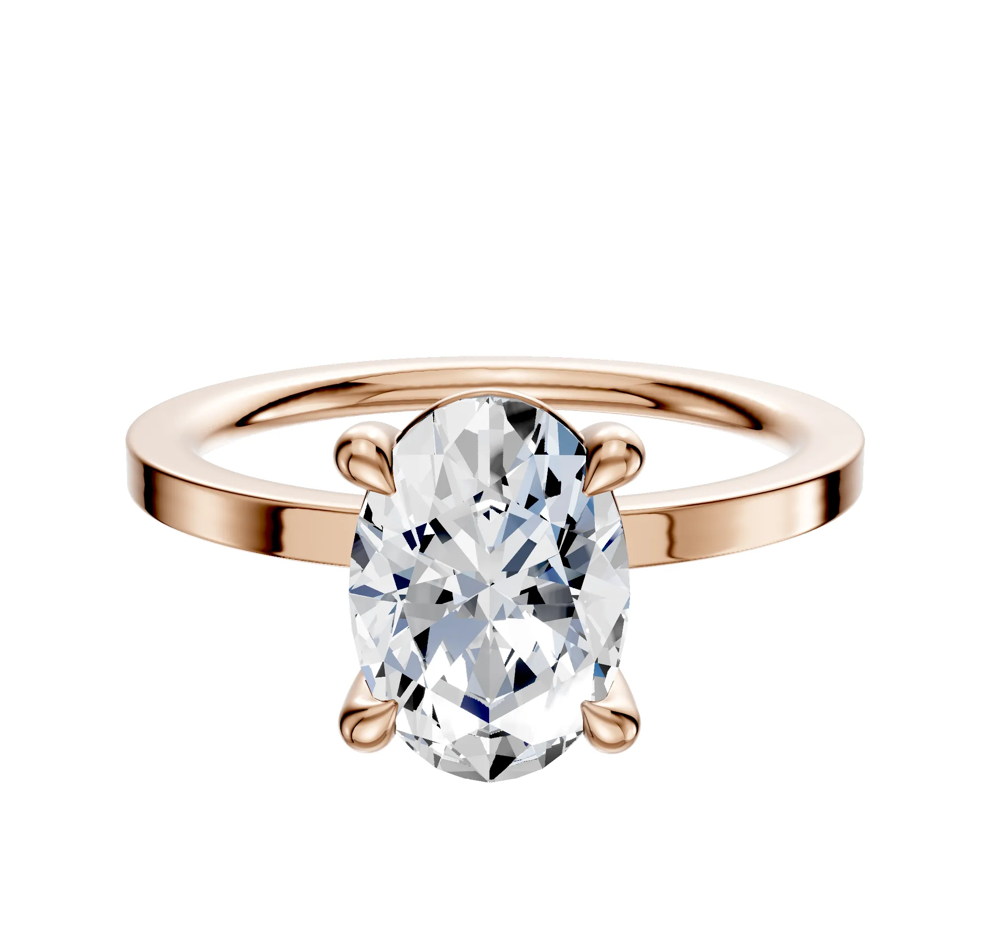 18K Rose Gold 4 Prong Basket Classic Flat 1.5mm Engagement Ring sold by Promise By Effy