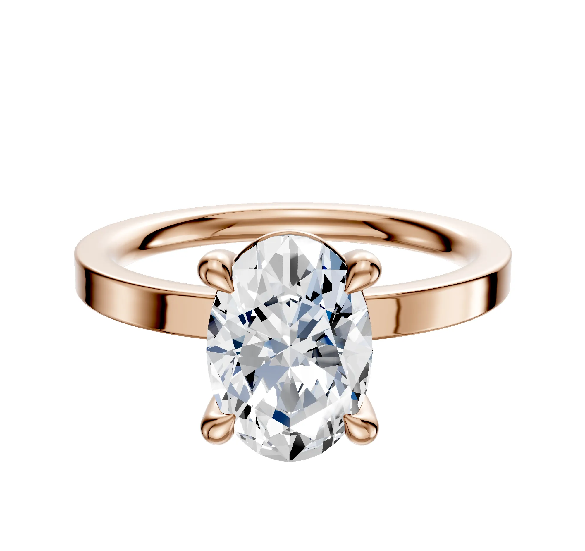 18K Rose Gold 4 Prong Basket Classic Flat 2.0mm Engagement Ring sold by Promise By Effy