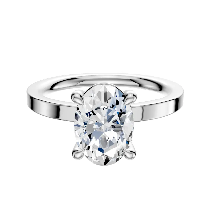 Platinum 4 Prong Basket Classic Flat 2.0mm Engagement Ring sold by Promise By Effy