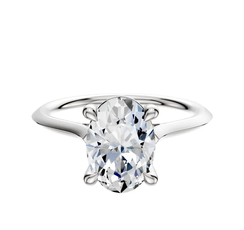 14K White Gold 4 Prong Basket Cathedral Knife Edge 1.5mm Engagement Ring sold by Promise By Effy