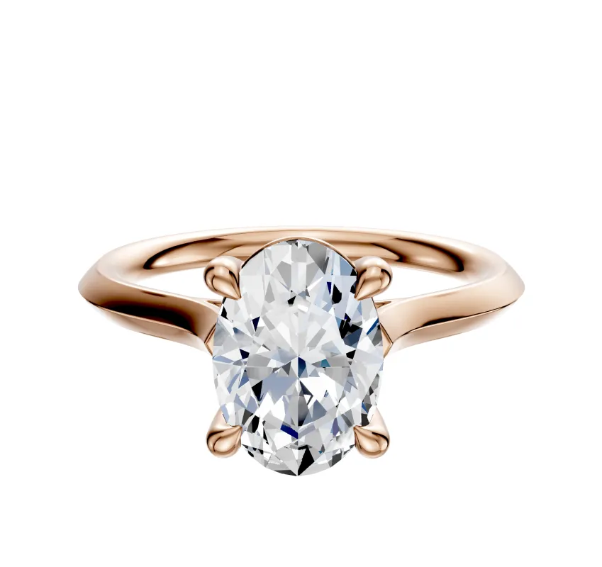 14K Rose Gold 4 Prong Basket Cathedral Knife Edge 2.0mm Engagement Ring sold by Promise By Effy