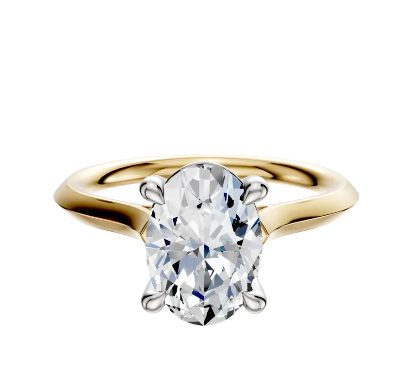 14K Two Tone 4 Prong Basket Cathedral Knife Edge 2.0mm Engagement Ring sold by Promise By Effy