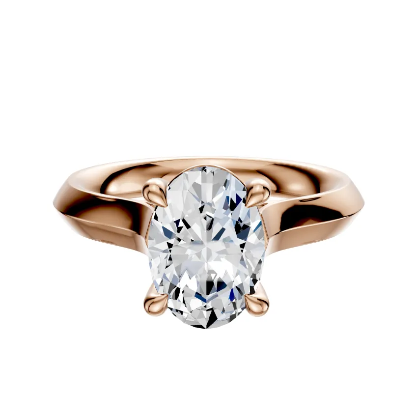 14K Rose Gold 4 Prong Basket Cathedral Knife Edge 3.0mm Engagement Ring sold by Promise By Effy