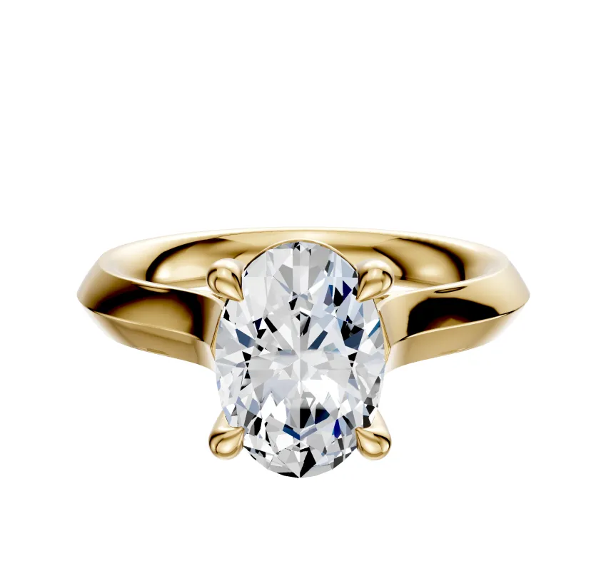 18K Yellow Gold 4 Prong Basket Cathedral Knife Edge 3.0mm Engagement Ring sold by Promise By Effy