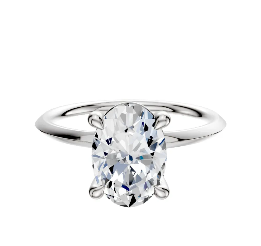 14K White Gold 4 Prong Basket Classic Knife Edge 1.5mm Engagement Ring sold by Promise By Effy