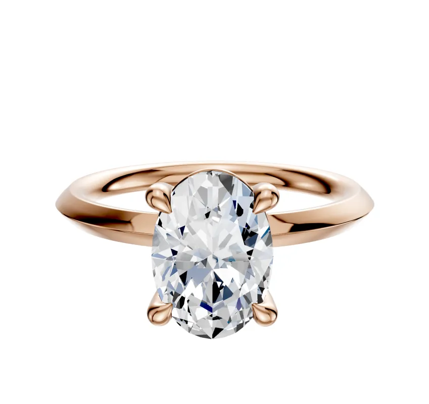 18K Rose Gold 4 Prong Basket Classic Knife Edge 2.0mm Engagement Ring sold by Promise By Effy