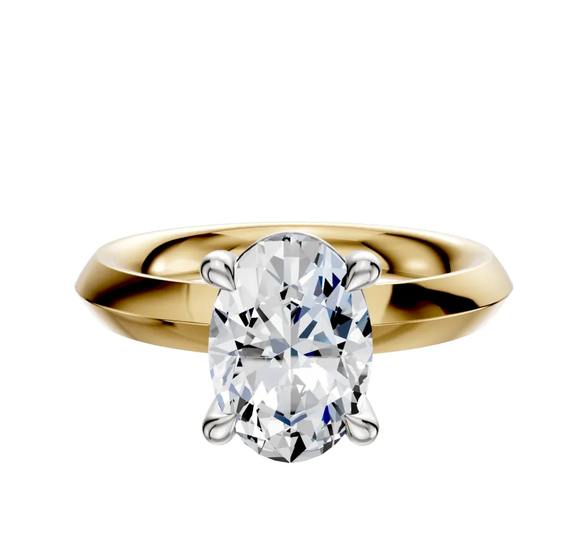 14K Two Tone 4 Prong Basket Classic Knife Edge 3.0mm Engagement Ring sold by Promise By Effy