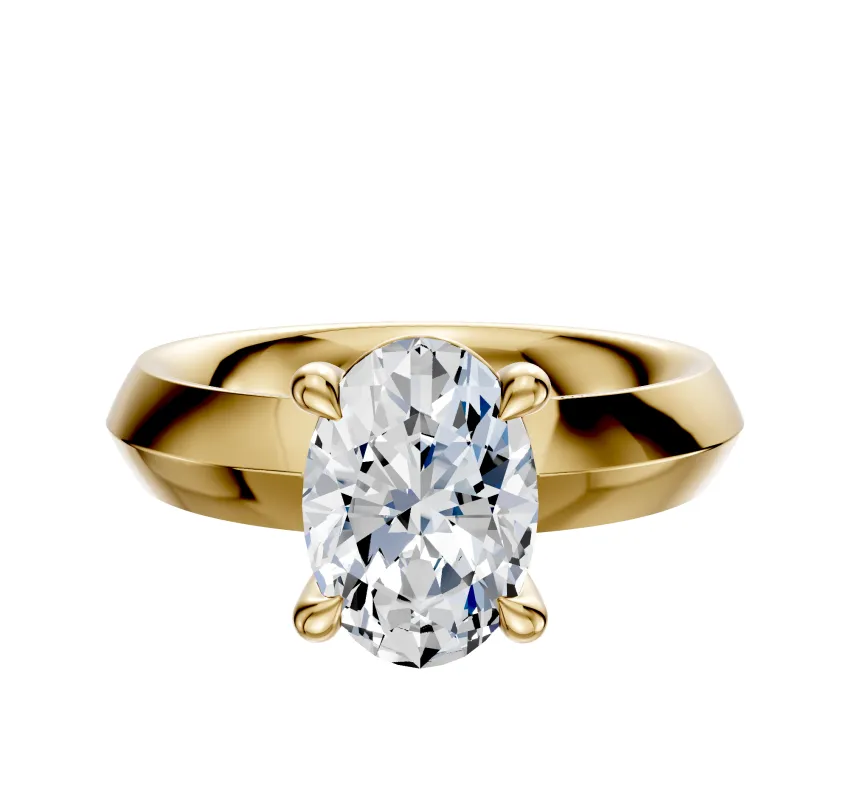 18K Yellow Gold 4 Prong Basket Classic Knife Edge 4.0mm Engagement Ring sold by Promise By Effy