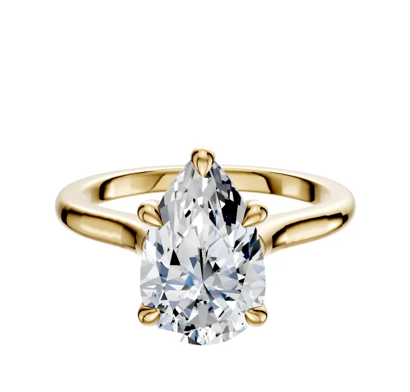 14K Yellow Gold 4 Prong Basket Cathedral Dome 2.0mm Engagement Ring made by Promise By Effy