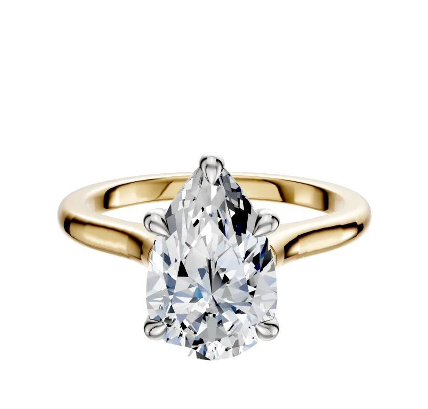14K Two Tone 4 Prong Basket Cathedral Dome 2.0mm Engagement Ring sold by Promise By Effy
