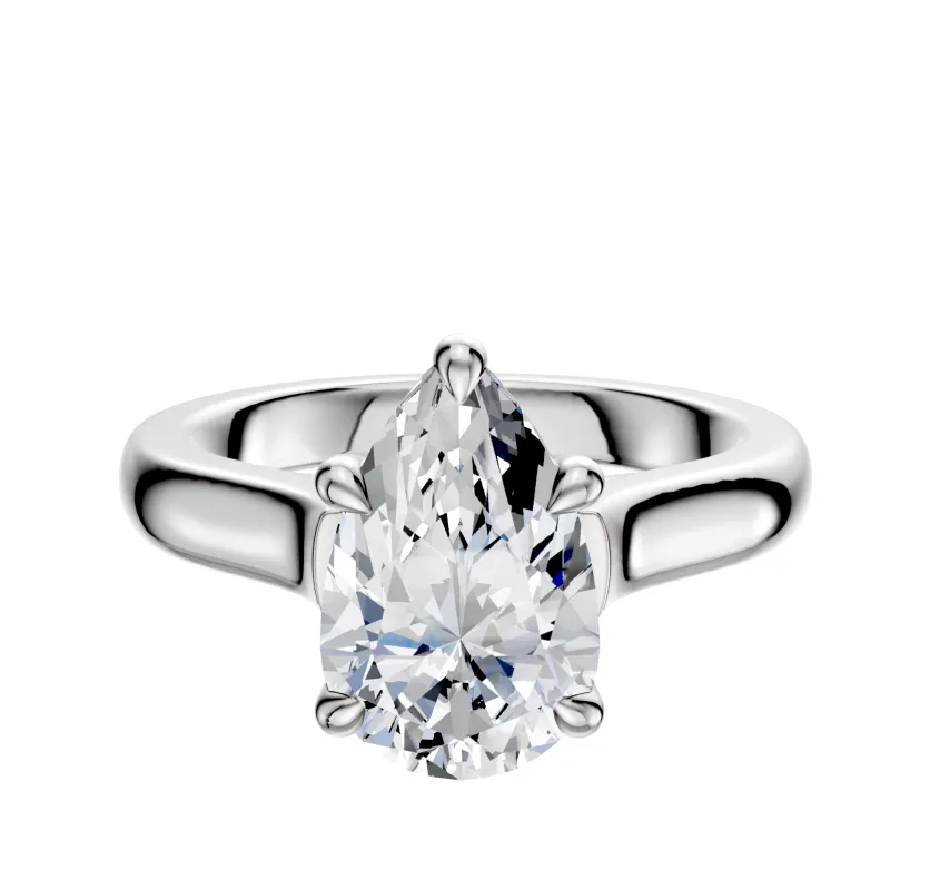 18K White Gold 4 Prong Basket Cathedral Dome 3.0mm Engagement Ring sold by Promise By Effy