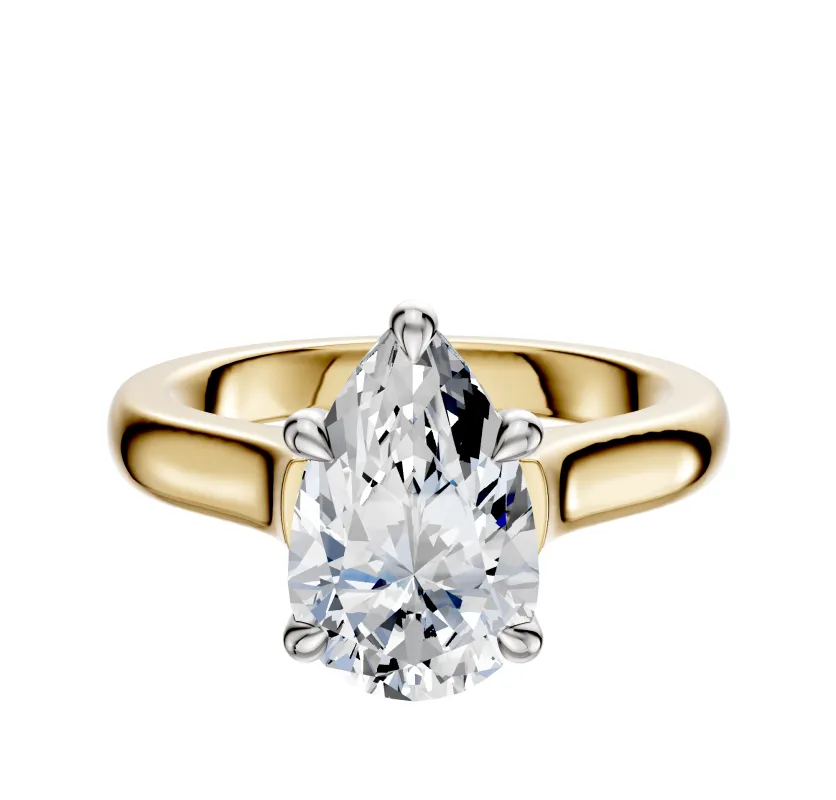 18K Two Tone 4 Prong Basket Cathedral Dome 3.0mm Engagement Ring sold by Promise By Effy