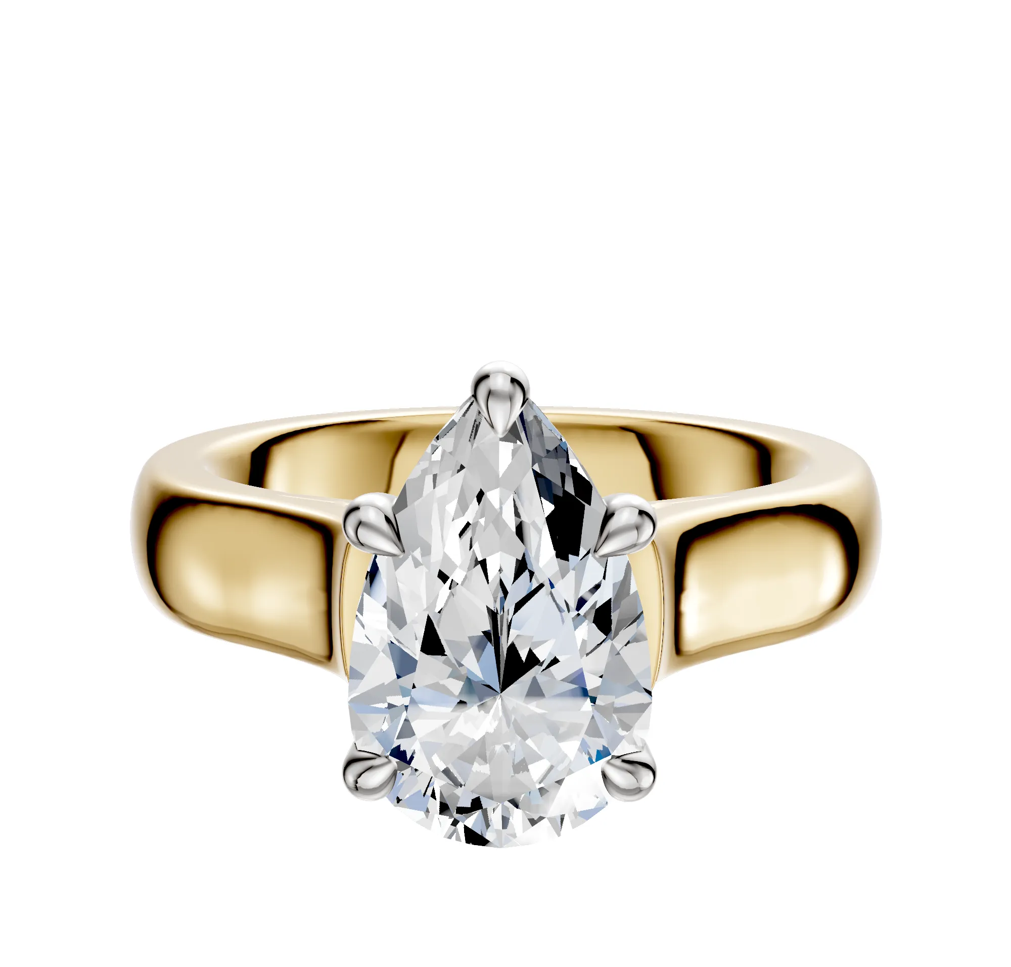 18K Two Tone 4 Prong Basket Cathedral Dome 4.0mm Engagement Ring sold by Promise By Effy