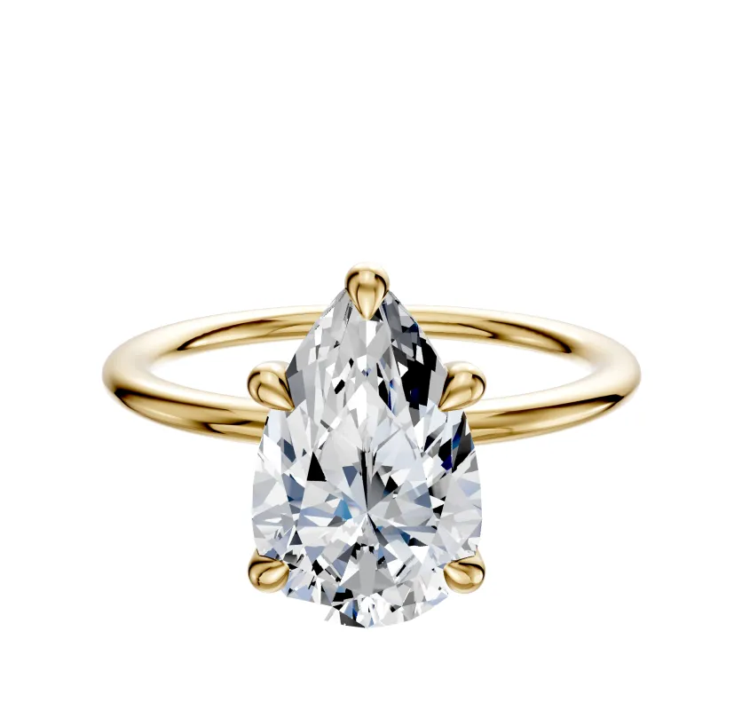 14K Yellow Gold 4 Prong Basket Classic Dome 1.5mm Engagement Ring sold by Promise By Effy