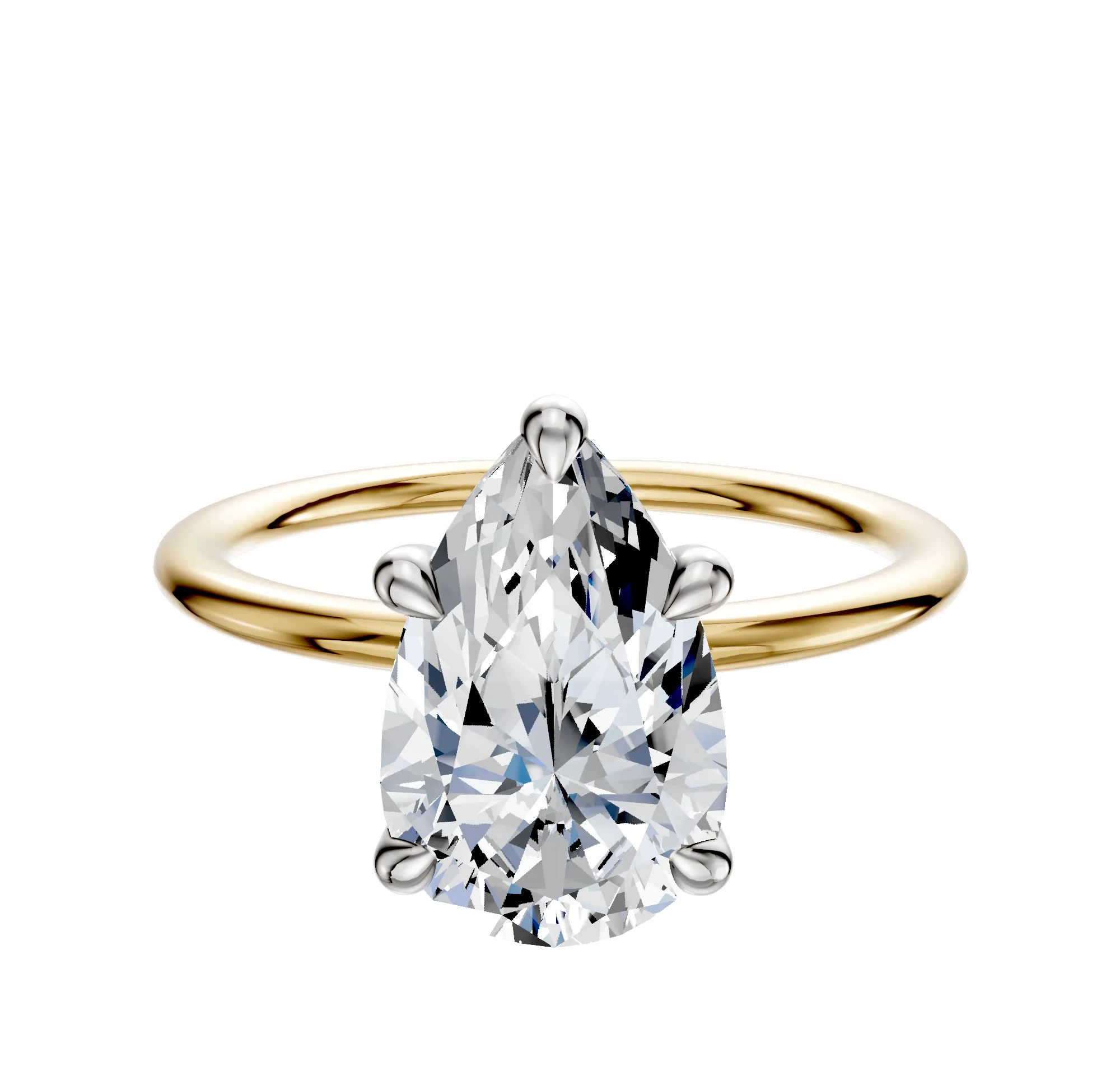 14K Two Tone 4 Prong Basket Classic Dome 1.5mm Engagement Ring sold by Promise By Effy