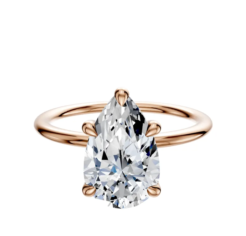 14K Rose Gold 4 Prong Basket Classic Dome 1.5mm Engagement Ring sold by Promise By Effy