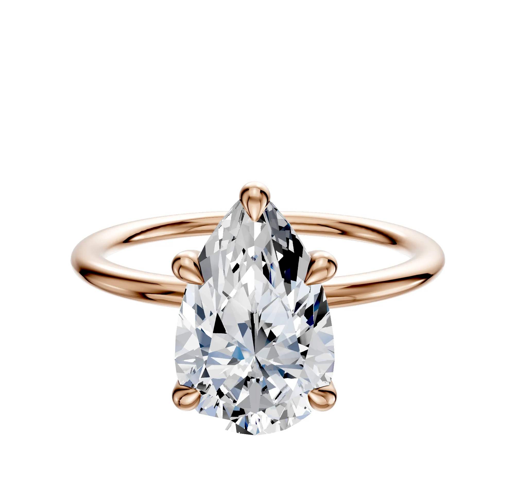 14K Rose Gold 4 Prong Basket Classic Dome 1.5mm Engagement Ring sold by Promise By Effy