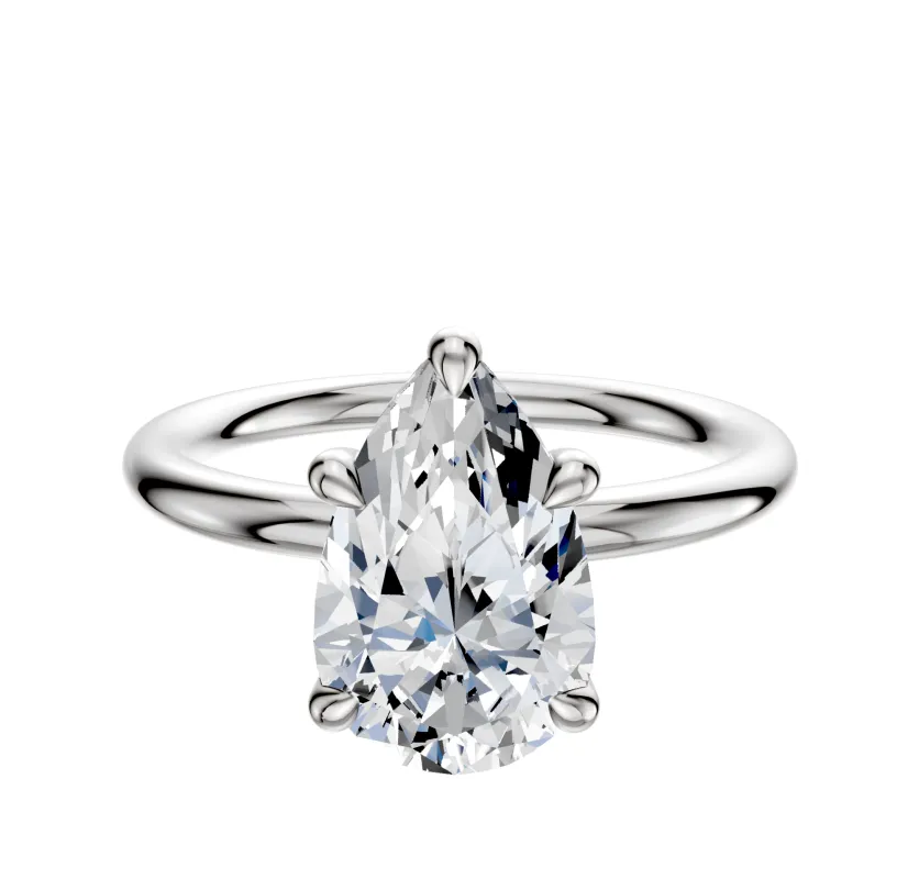 14K White Gold 4 Prong Basket Classic Dome 2.0mm Engagement Ring sold by Promise By Effy