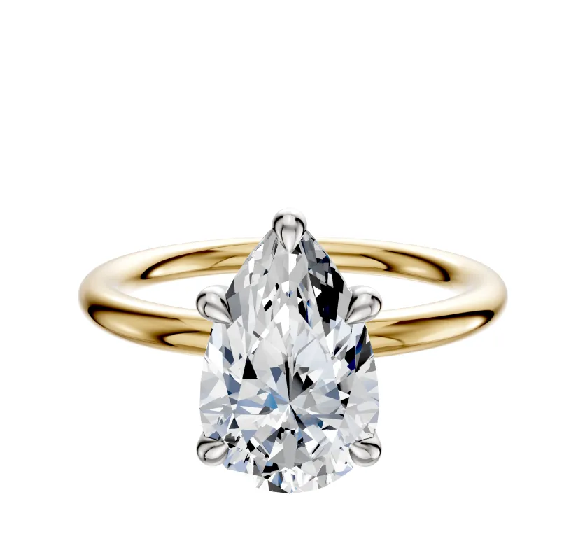 14K Two Tone 4 Prong Basket Classic Dome 2.0mm Engagement Ring sold by Promise By Effy