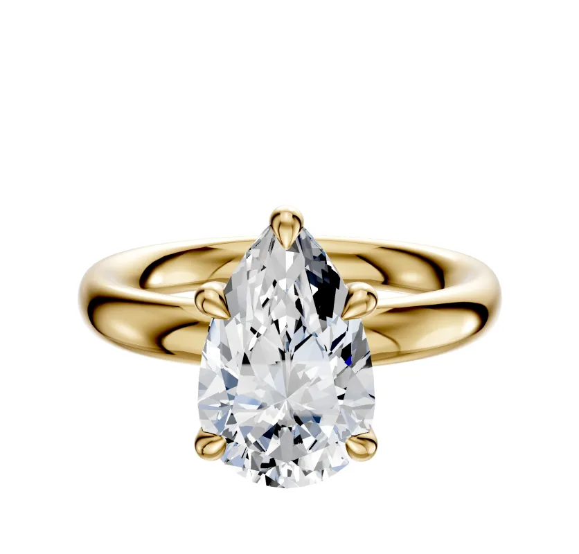 14K Yellow Gold 4 Prong Basket Classic Dome 3.0mm Engagement Ring sold by Promise By Effy