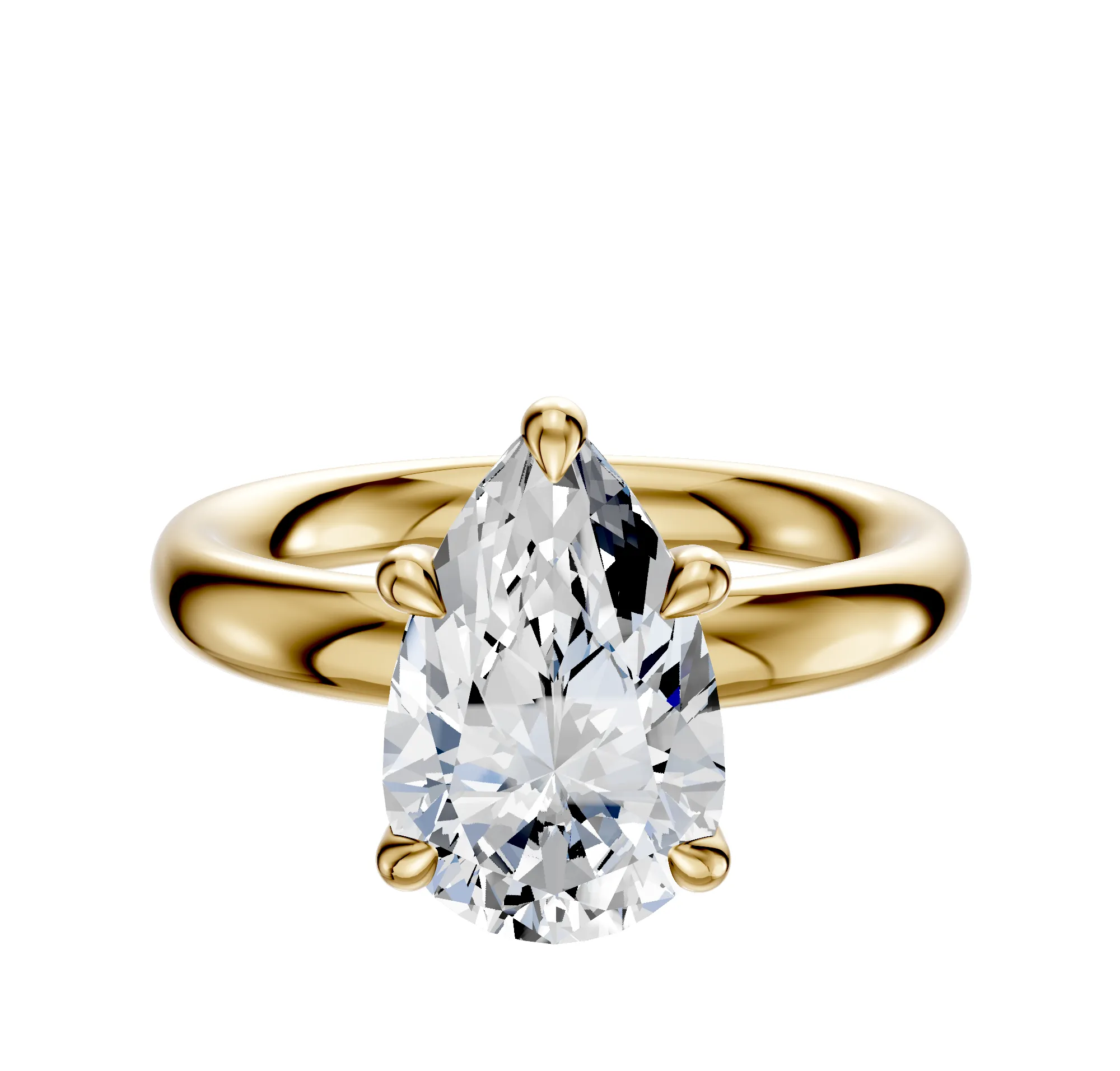 18K Yellow Gold 4 Prong Basket Classic Dome 3.0mm Engagement Ring sold by Promise By Effy