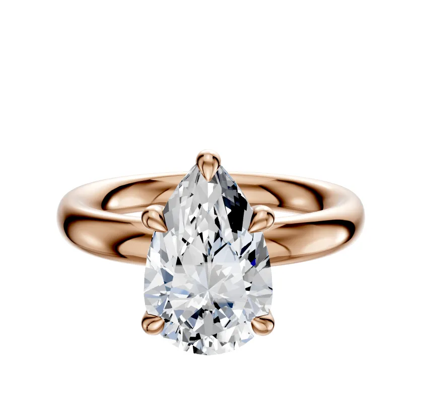 18K Rose Gold 4 Prong Basket Classic Dome 3.0mm Engagement Ring made by Promise By Effy