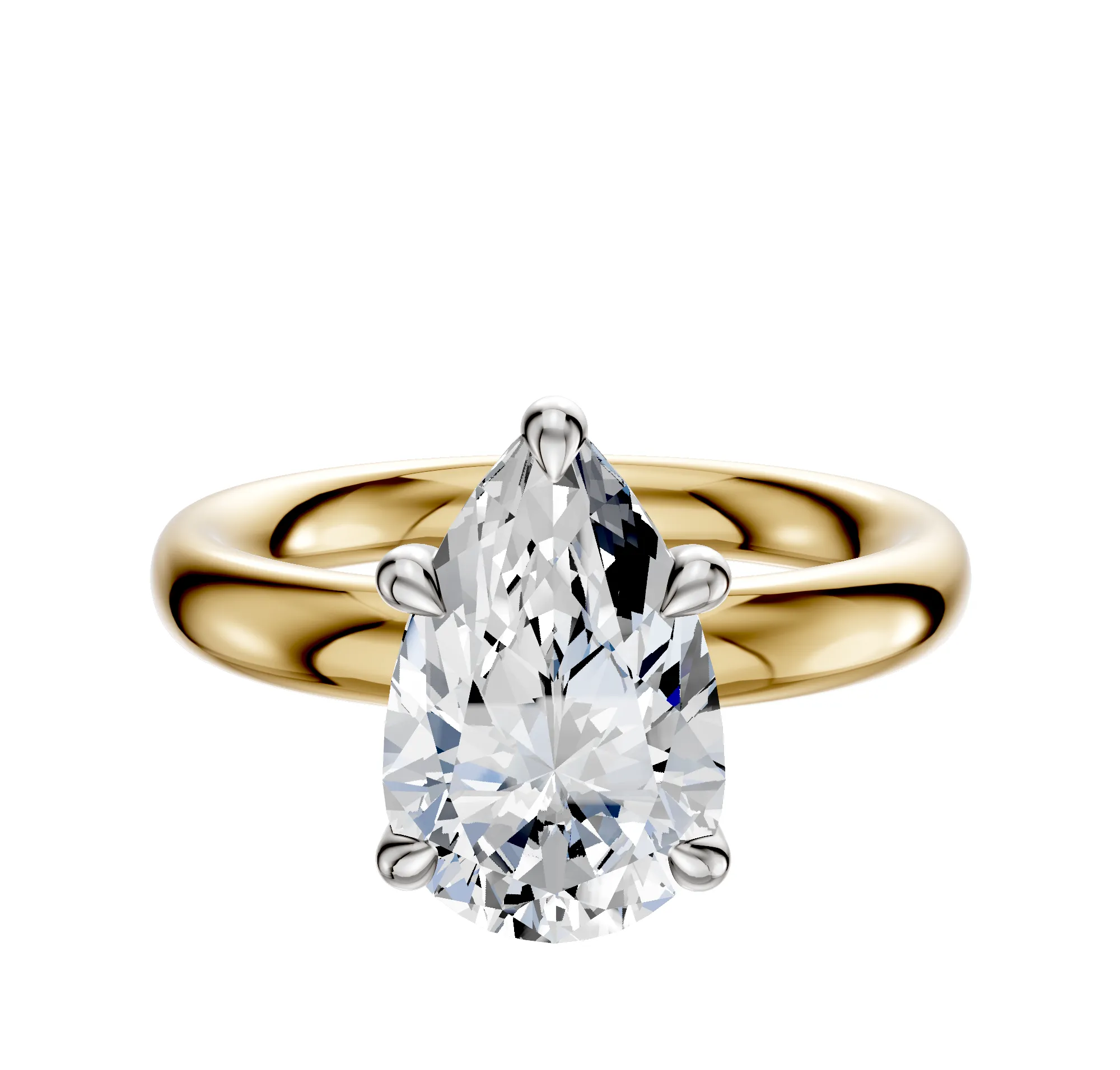 18K Two Tone 4 Prong Basket Classic Dome 3.0mm Engagement Ring sold by Promise By Effy