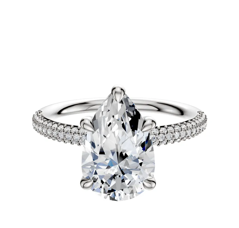 Platinum 4 Prong Basket Classic Dome 3-Row-Pave 2.0mm Engagement Ring sold by Promise By Effy