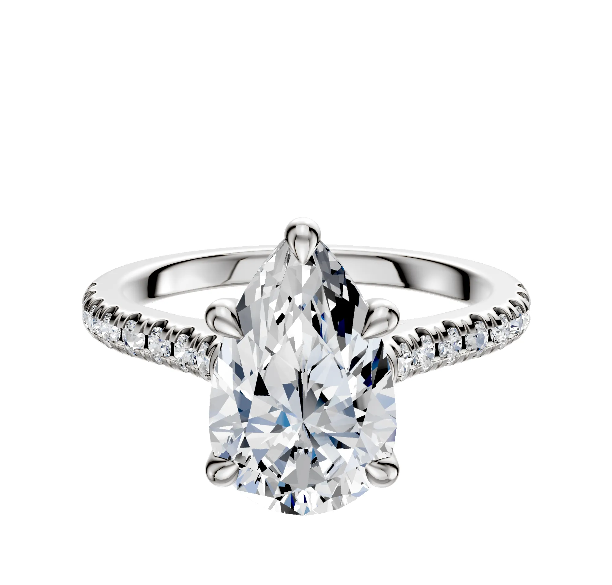 Platinum 4 Prong Basket Cathedral Dome 1-Row-Pave 2.5mm Engagement Ring sold by Promise By Effy