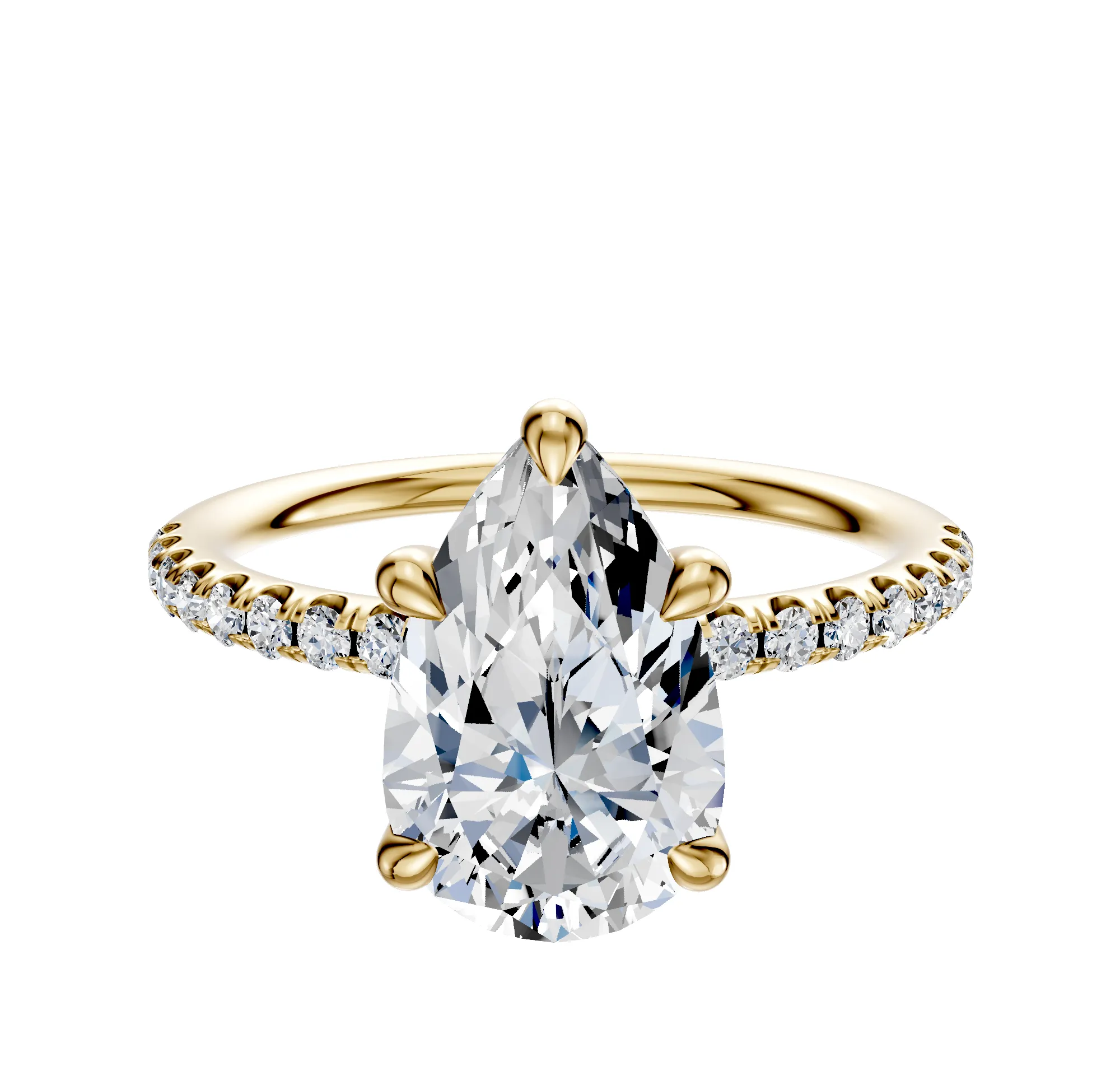 18K Yellow Gold 4 Prong Basket Classic Dome 1-Row-Pave 2.5mm Engagement Ring sold by Promise By Effy