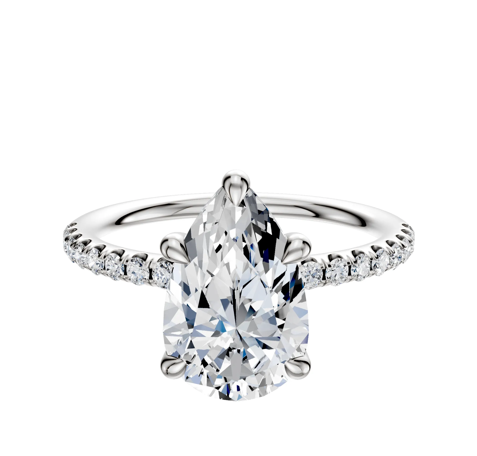 Platinum 4 Prong Basket Classic Dome 1-Row-Pave 2.5mm Engagement Ring sold by Promise By Effy