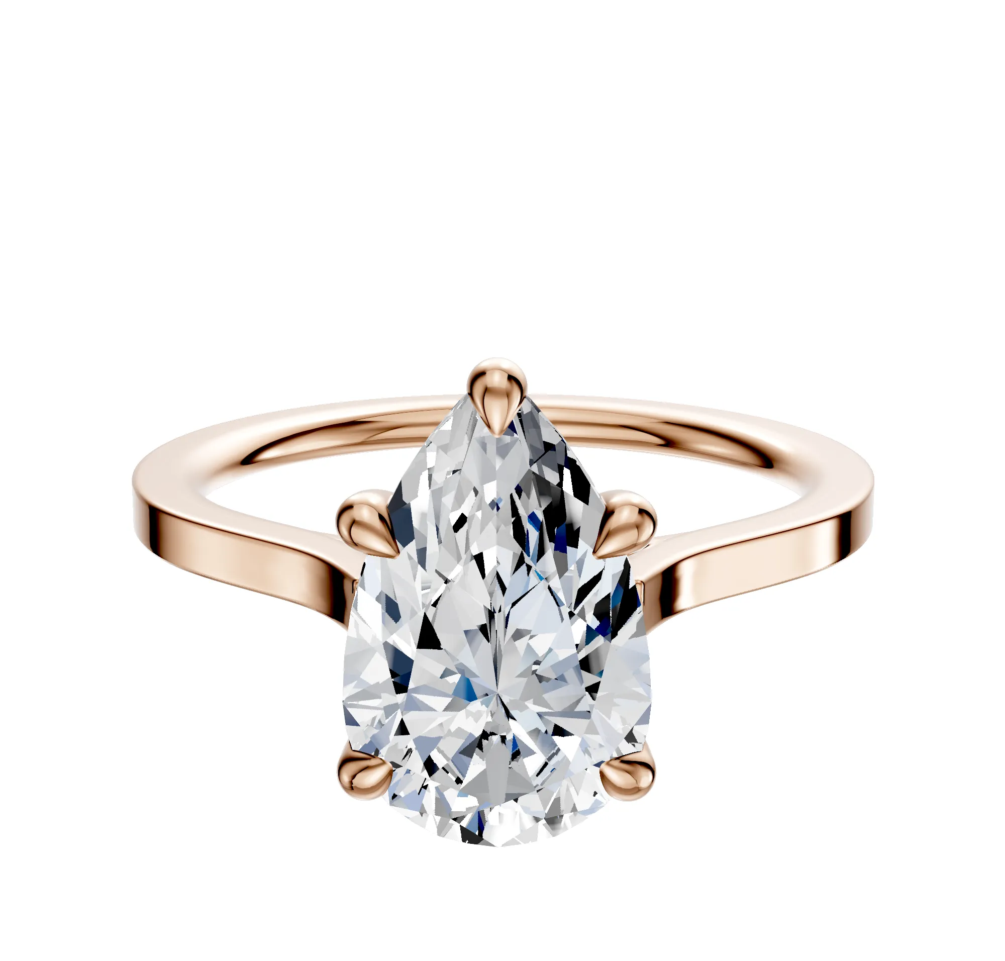 18K Rose Gold 4 Prong Basket Cathedral Flat 1.5mm Engagement Ring sold by Promise By Effy