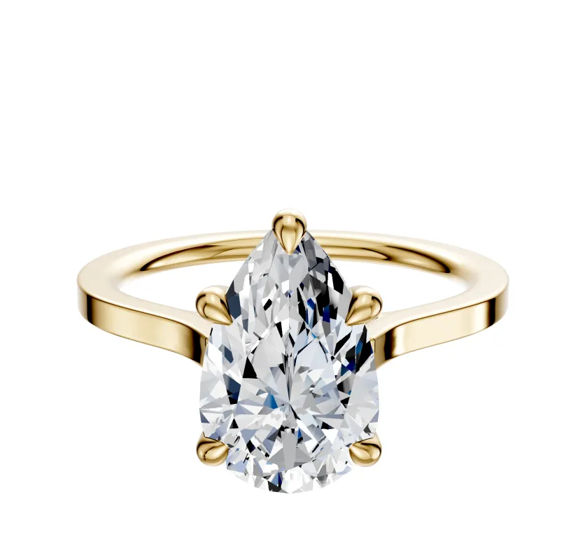 18K Yellow Gold 4 Prong Basket Cathedral Flat 1.5mm Engagement Ring sold by Promise By Effy