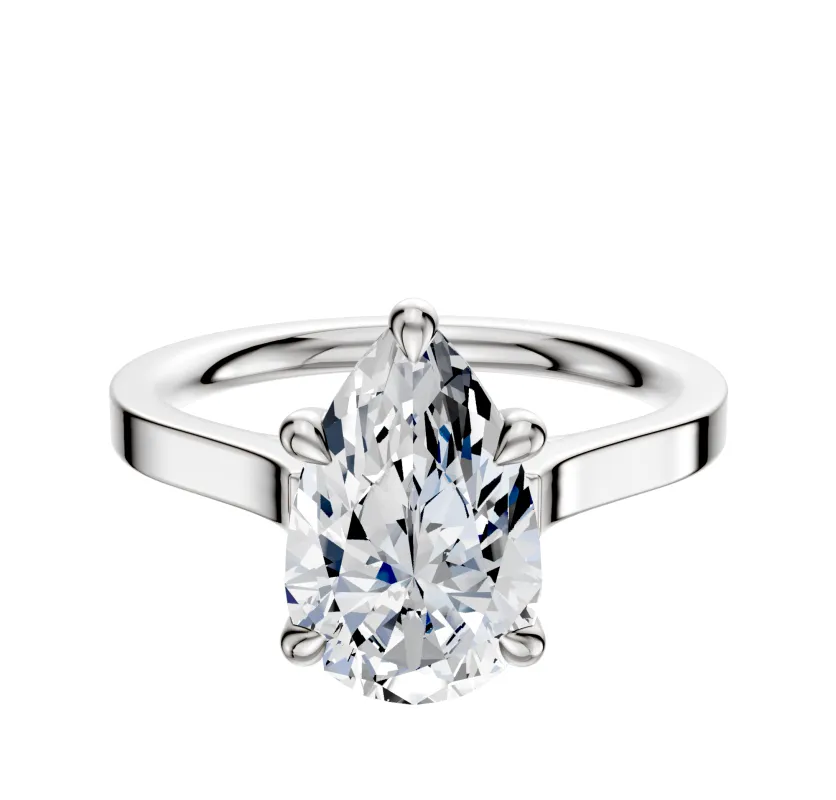 14K White Gold 4 Prong Basket Cathedral Flat 2.0mm Engagement Ring made by Promise By Effy