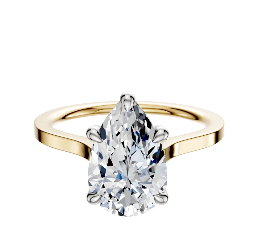 18K Two Tone 4 Prong Basket Cathedral Flat 1.5mm Engagement Ring sold by Promise By Effy