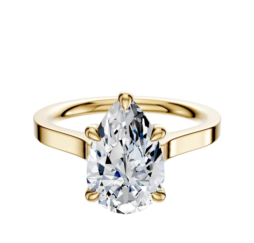 14K Yellow Gold 4 Prong Basket Cathedral Flat 2.0mm Engagement Ring made by Promise By Effy